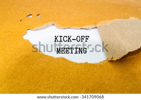  Kick-off meeting Message on brown envelope  Royalty-Free Stock Photo #341709068