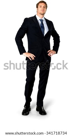 Angry Caucasian man with short medium blond hair in business formal outfit fashion pose - Isolated