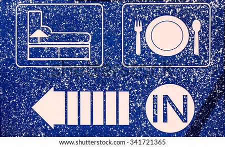 Hotel icons set in old blue background - Travel Icons