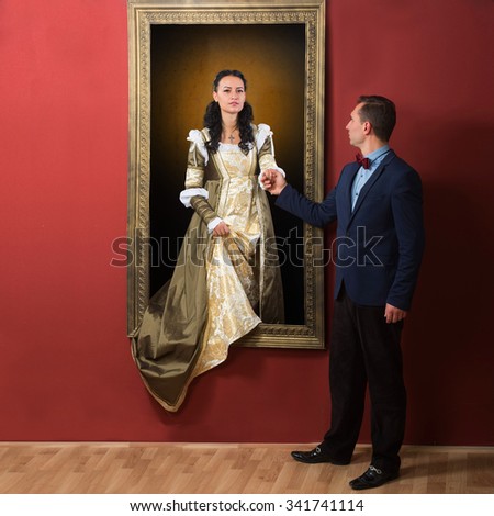 Alive portrait of a medieval lady - escape from the painting
