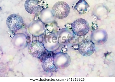 Beautiful Christmas background: Christmas balls with flashing light