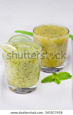 Refreshing cocktail of kiwi and mint