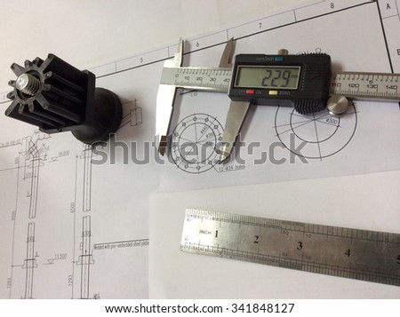 Industrial items background measure adjustable stopper  view