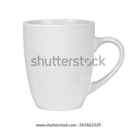White mug isolated on white background Royalty-Free Stock Photo #341862329