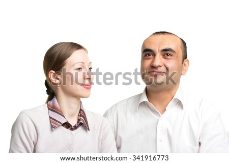 closeup image of a young interracial couple