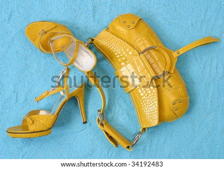 yellow shoes and bag