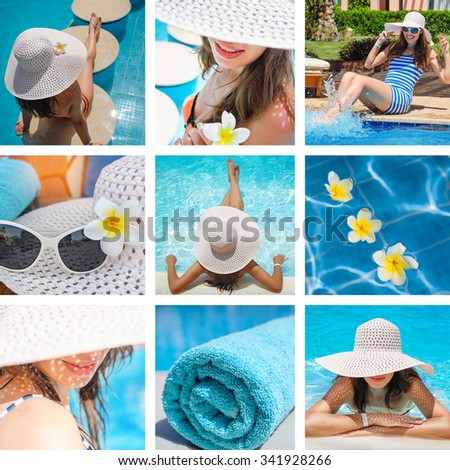 fashion collage of photos on the theme summer holiday on the beach.