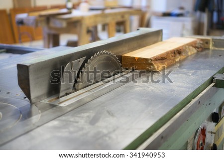 table saw in workshop Royalty-Free Stock Photo #341940953