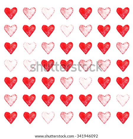 Stamped heart pattern. Valentine's day background