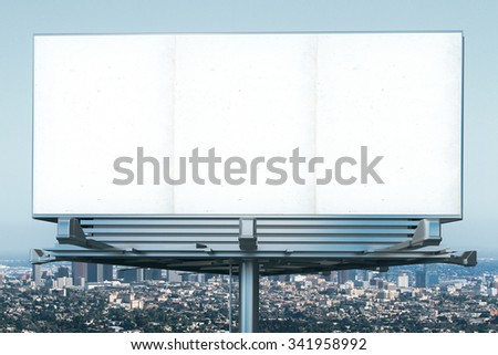Blank billboard at megapolis city view backgound, mock up
