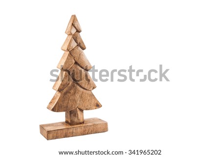 Wooden christmas tree isolated on white. Christmas background