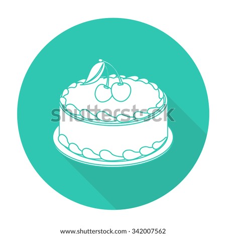 White vector cake on color circle background.
