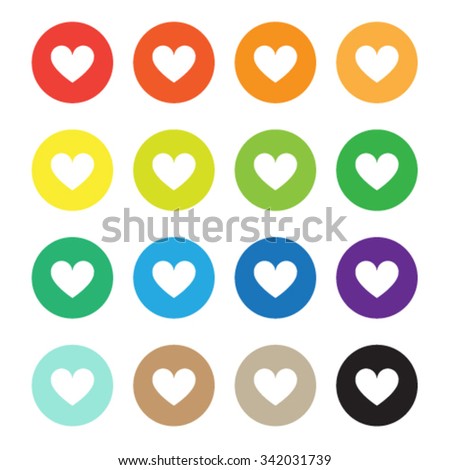 Vector Color hearts icons set