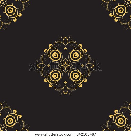 Seamless abstract ornament on dark background. Wallpaper pattern