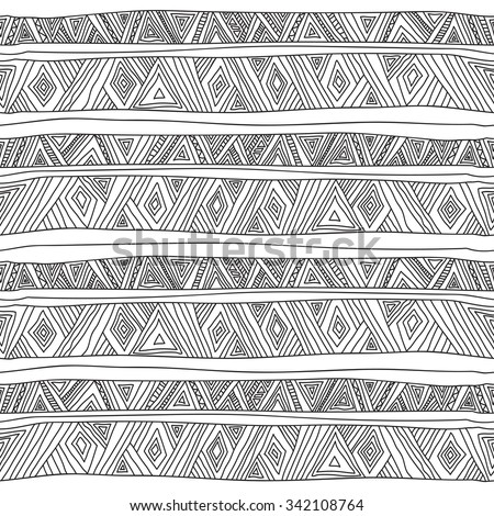 Geometric, ethnic, seamless pattern, black and white graphics. Traditional folk structure. For the design and decoration background, wallpaper, packaging, fabrics, textiles.