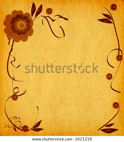 The framework made of flowers on a sheet of an ancient paper