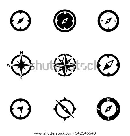 Vector black compass icon set
