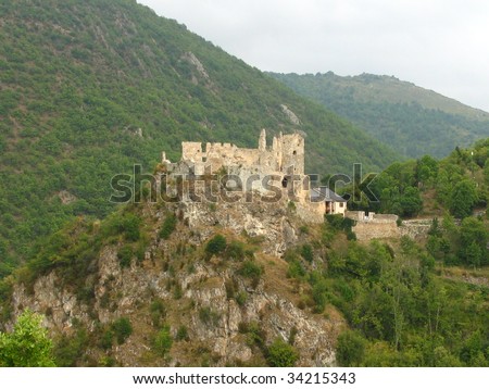 Stroll in images in the old castle cathare of Usson, country cathare, France Royalty-Free Stock Photo #34215343