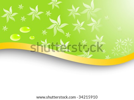 Floral card with few drops of water; clip-art