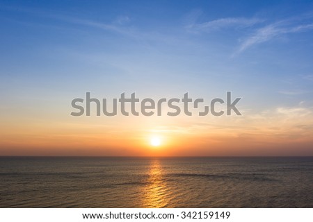 Beautiful sun rise at beach. Royalty-Free Stock Photo #342159149
