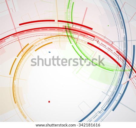 Abstract tech background. Futuristic interface. Vector illustration with many geometric shape.