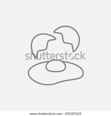 Broken egg and shells line icon for web, mobile and infographics. Vector dark grey icon isolated on light grey background.