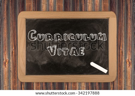 Curriculum Vitae  - chalkboard with 3D outlined text - on wood