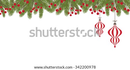 Christmas Decoration with Fir Twigs and Baubles