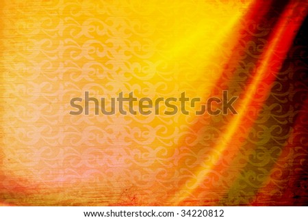 Orange and yellow texture with light effects. Old waves surface