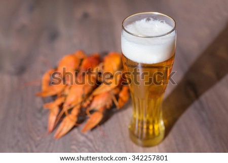 Cancers to beer, dill, boiled crawfish, beer snacks, pub