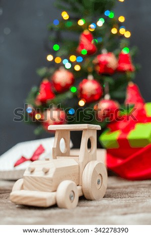 Christmas holiday concept with gift boxes and toys