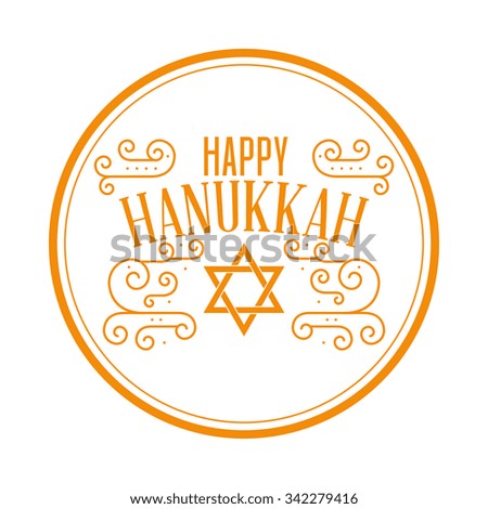Isolated round label with text for hanukkah celebrations