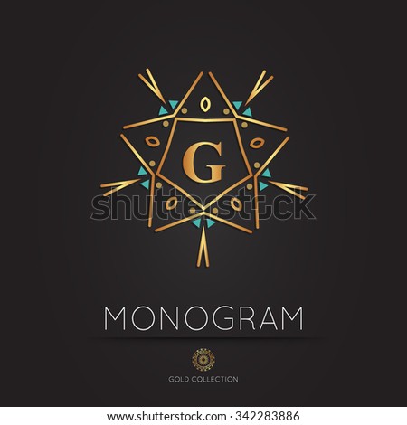 Royal golden linear modern monogram, logo vector template. Hotel logo. Kings symbol.