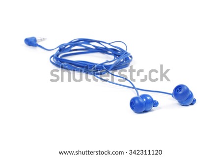Earbud type headphones isolated on the white background