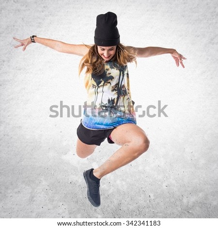 Street dance woman jumping