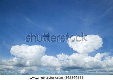 Clouds In Shape Of Heart on Blue Sky background , beautiful background