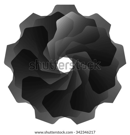 Abstract spiral element with rotated shapes. Vector art.