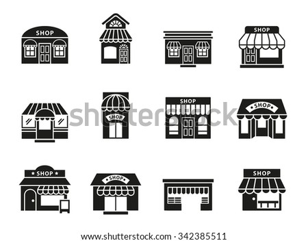 Stores and shop building icon set.