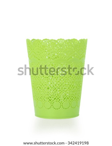 Green plastic basket isolated on white background. This has clipping path.