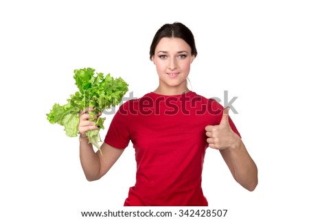 Young girl and lettuce