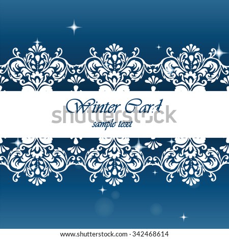 Winter card with classic elegant ornaments and lights. Vector