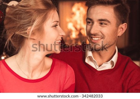 Picture of happy couple in love celebraing new year