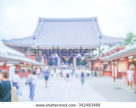 Defocused Background with Buddhist Temple in Tokyo, Japan. Intentionally blurred post production for bokeh effect