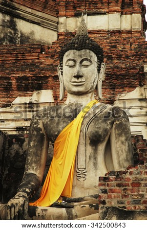Buddha statue at Wat Yai Chai Mongkhon temple, Anclent Ruin City of Ayudhaya