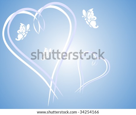 hearts and butterflies - vector