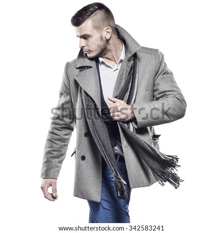 Handsome man in clothes for autumn-winter