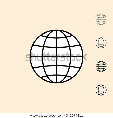 Globe icon. Vector icon in four different thickness. Linear style