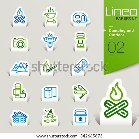 Lineo Papercut - Camping and Outdoor outline icons