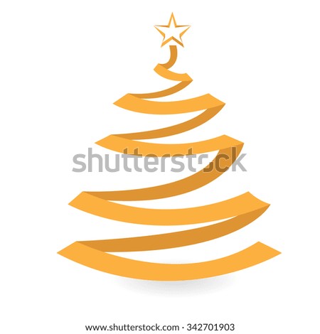 Isolated ribbon christmas tree on a white background