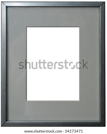 Silver frame with passepartout isolated on white background. Clipping path included